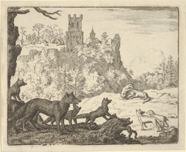 Renard Leaves with the badger. From Hendrick van Alcmar's Renard The Fox