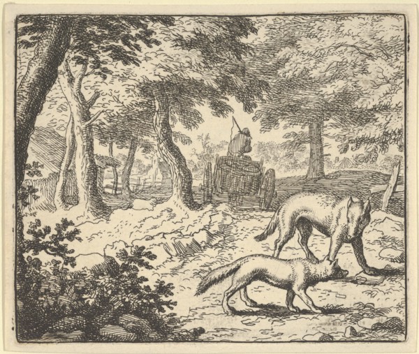 The Wolf Accuses Renard of Eating the Fish that He Stole. From Hendrick van Alcmar's Renard The Fox