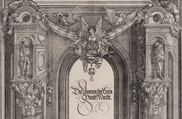 The Upper Section of the Entryway to the Central Portal with a Winged Figure Holding the Imperial Crown