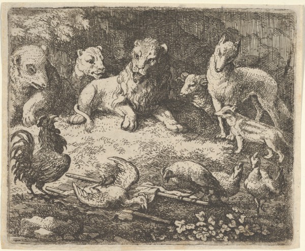 The Rooster Accuses Renard of the Murder of One of His Chickens from Hendrick van Alcmar's Renard The Fox