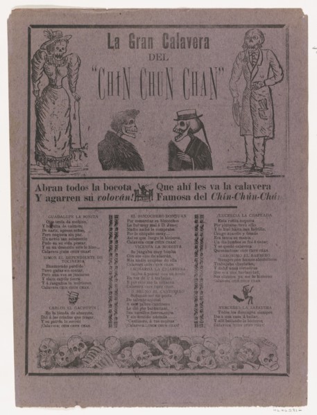 Broadsheet relating to the great calavera of the Chin-Chun-Chan, a zarzuela (traditional form of musical comedy), 1904.