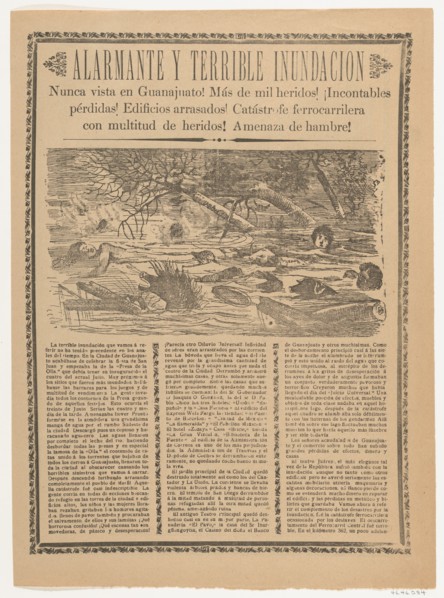Broadsheet relating to the terrible flood in Guanajuato in 1905, 1905.