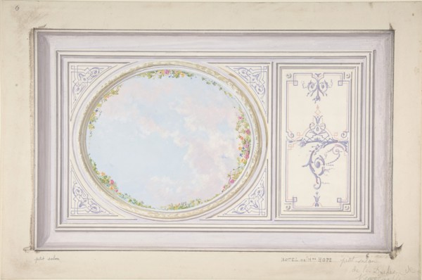 Ceiling Design for the "Petit Salon" of the Duchess of Newcastle, Hôtel Hope, ca. 1867.