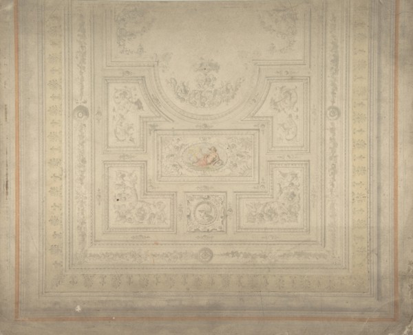 Ceiling Design with Nymph on Dolphin, 19th century.