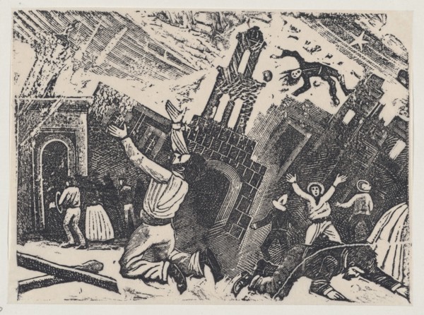 Chaos during an earthquake, ca. 1880-1910.