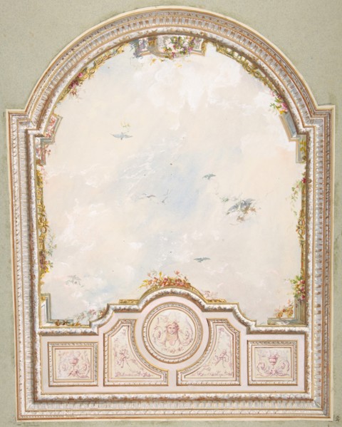Deign for a ceiling a a trompe l'oeil sky, second half 19th century.