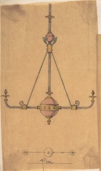 Design for [Gas?] Lights for a Church, ca. 1880.