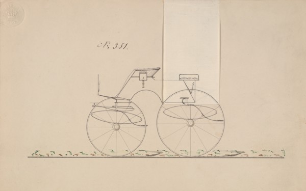 Design for 4 seat Phaeton, no top, no. 351, 1850-70.