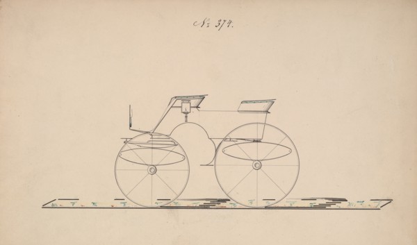 Design for 4 seat Phaeton, no top, no. 374, 1850-70.