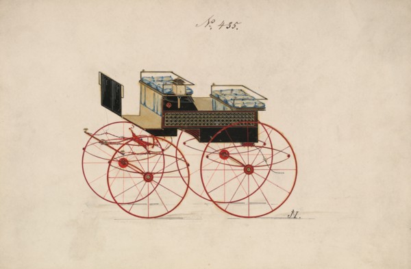 Design for 4 seat Phaeton, no top, no. 435, 1850-70.