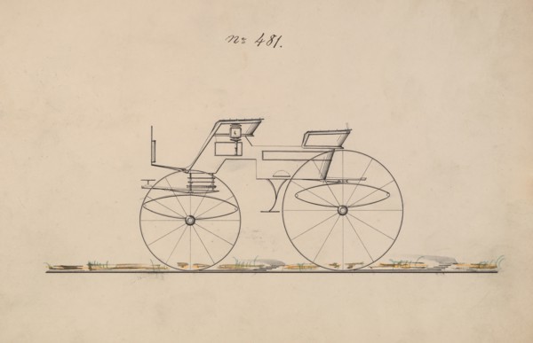 Design for 4 seat Phaeton, no top, no. 481, 1850-70.