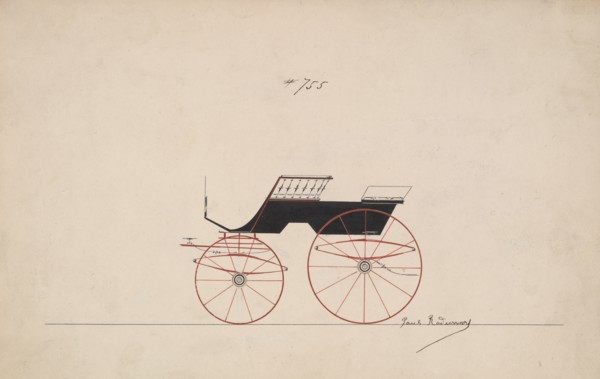 Design for 4 seat Phaeton, no top, no. 755, 1850-70.