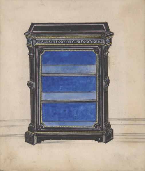Design for a Black Cabinet with a Blue Interior, 19th century.