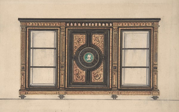 Design for a Cabinet with Portrait Rondel, 19th century.