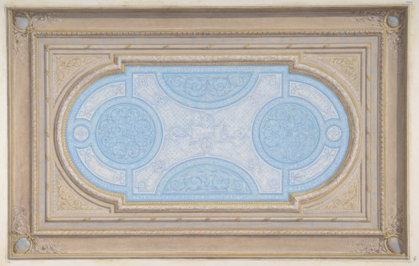 Design for a ceiling painted in filagree designs, second half 19th century.