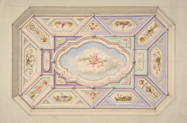Design for a ceiling with a putto, second half 19th century.