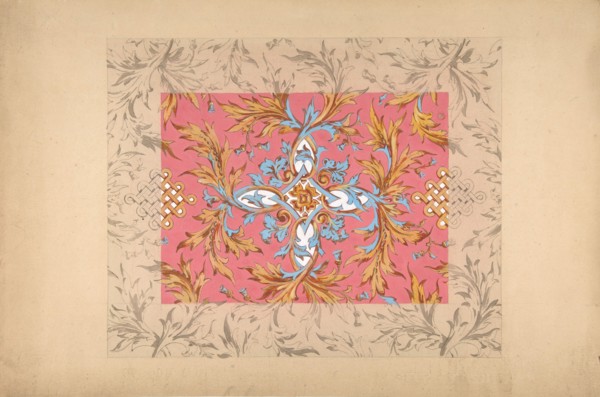 Design for a ceiling with floral design, second half 19th century.