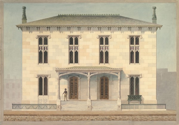 Design for a Double Townhouse (front elevation), ca. 1843.