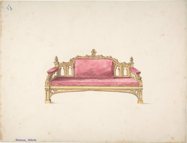 Design for a Gothic Settee, early 19th century.