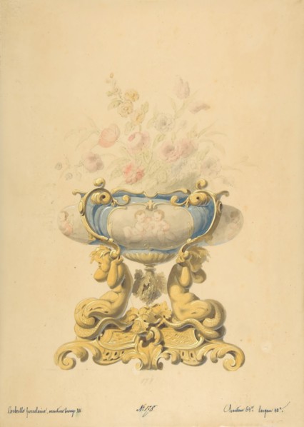 Design for a Porcelain Flower Bowl with Bronze Mount, 19th century.