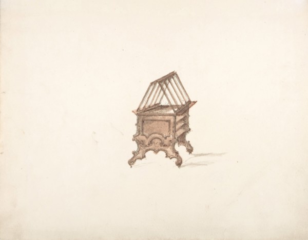 Design for a Two-sided Bookstand with Shelves (Verso: sketch), early 19th century.