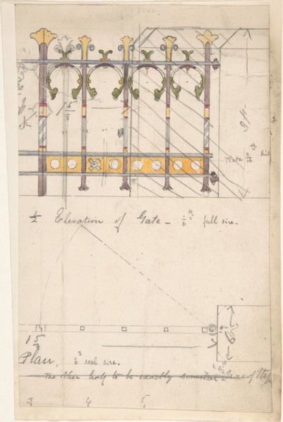 Design for an Iron Gate, Elevation and Plan, ca. 1880.