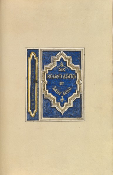 Design for Bookcover, Sir Roland Ashton, by Lady Long, 1845-70.