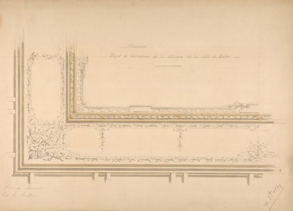 Design for ceiling decoration in the residence of the Duc de Massa on the rue la Boétie, Paris, 1889.