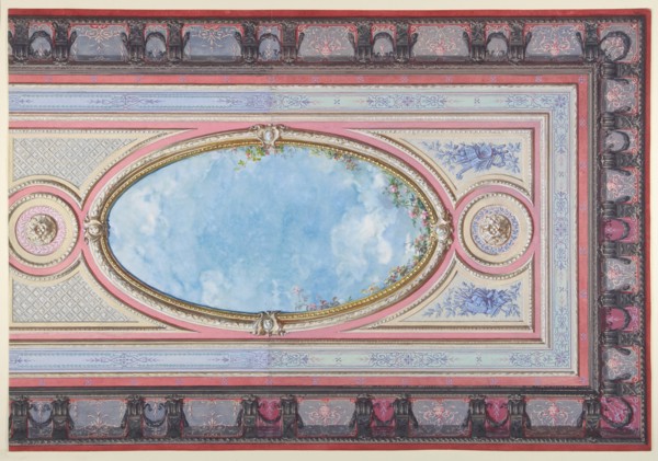 Design for Ceiling: Gallery of Château de Magnitot (recto); Decorative Design (verso), second half 19th century.