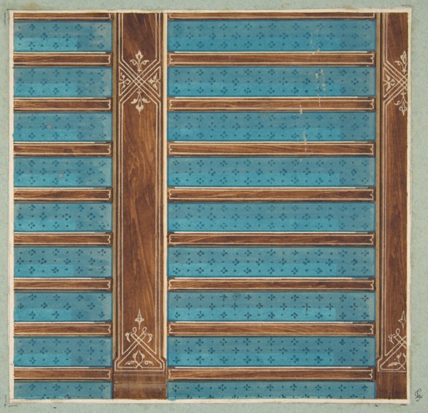 Design for the decoration of a beamed ceiling, 1840-97.