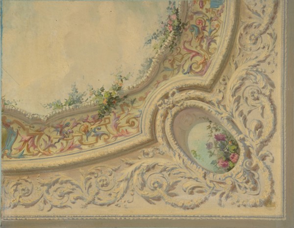Design for the decoration of a ceiling in the house of Baron Malet, Jouy-en-Josas (Seine et Gise), second half 19th century.
