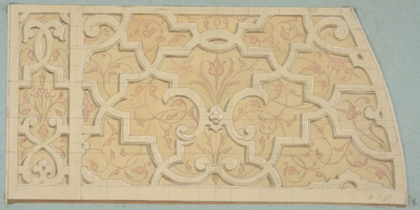 Design for the decoration of the stairway in the Chateau d'Ognon of M. de Machy (Oise, France), second half 19th century.