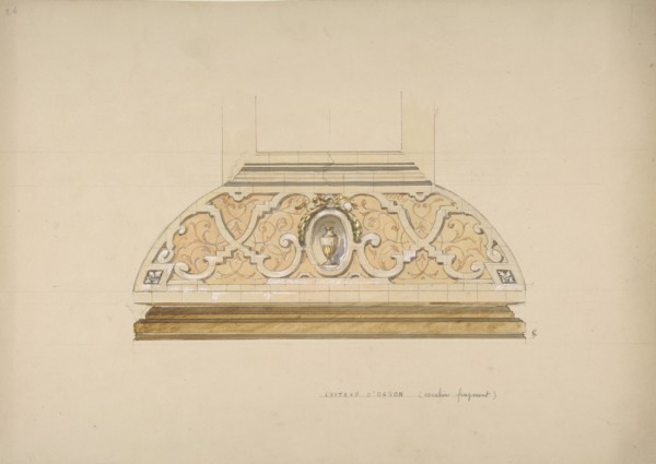 Design for the decoration of the stairway in the Chateau d'Ognon of M. deMachy (Oise, France), second half 19th century.