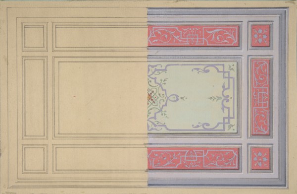 Design for the painted decoration of a ceiling in strapwork and rinceaux, second half 19th century.