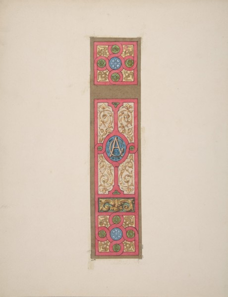 Design for the painted decoration of a wall of ceiling panel monogrammed "CA", second half 19th century.