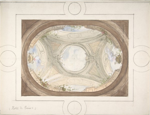 Design for Trompe L'Oeil Ceiling for Dining Room, Hôtel de Trévise, 1850-1910.