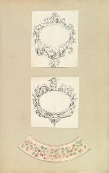 Designs for Two Mirrors and a Plate Rim, 1845-55.