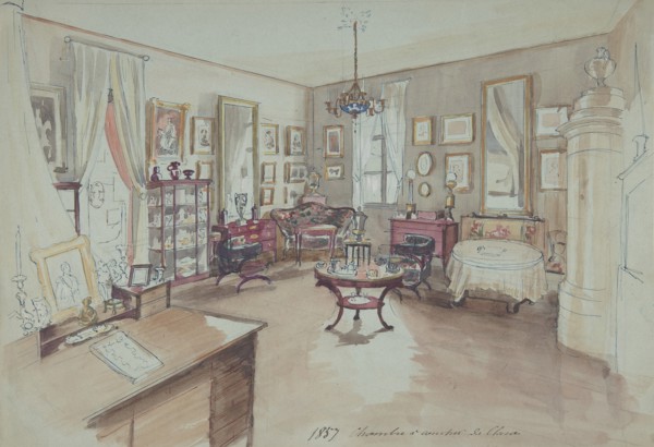 Drawing of an Interior: Chambre à coucher, 1857.