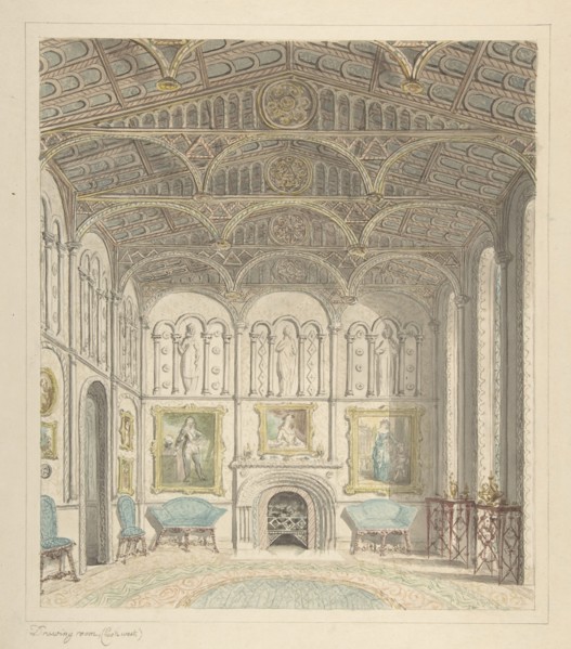 Drawing Room of Lea Castle, Looking West, ca. 1816.