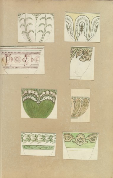 Eight Designs for Decorated Cups, 1845-55.