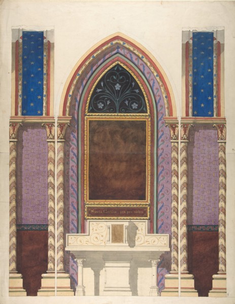 Elevation of a design for an altar and painted wall decoration, second half 19th century.