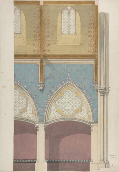 Elevation of Nave, Chapelle des Catéchismes, Ste Clothilde, Paris, second half 19th century.