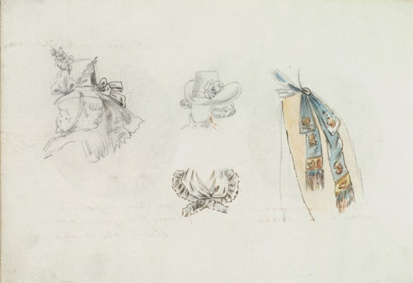 Four Designs of Costume Accessories, ca. 1785-90.