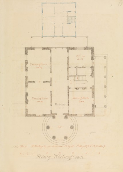 House for Henry Whitney, New Haven, Connecticut (client's plan), 1835.