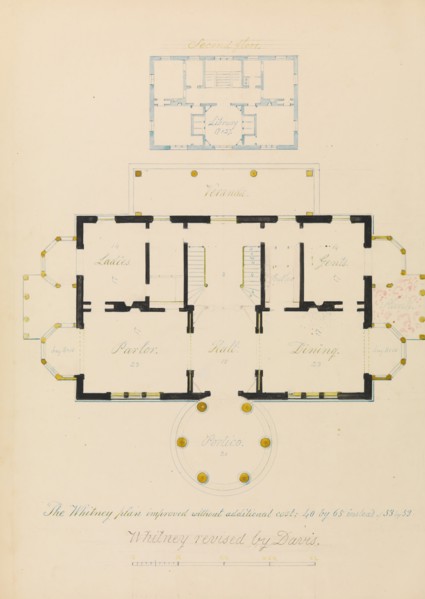 House for Henry Whitney, New Haven, Connecticut (revised plan), ca. 1836.