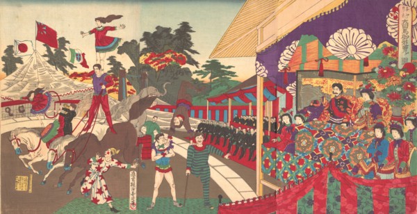 Illustration of the Imperial Excursion to see the Charini's Circus (Charine daikyokuba goyuran no zu), November, 1886.