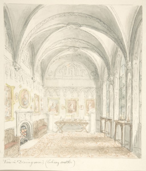 Lea Castle, Worcestershire, Dining Room Looking South, ca. 1816.