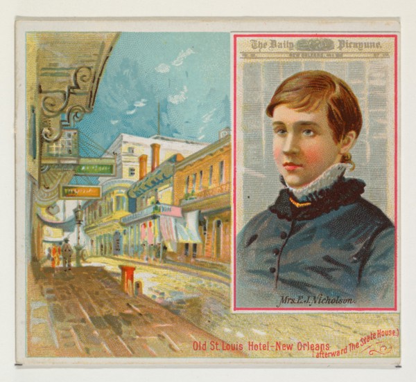 Mrs. E. J. Nicholson, The New Orleans Daily Picayune, from the American Editors series (N35) for Allen & Ginter Cigarettes, 1887.