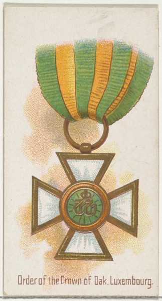 Order of the Crown of Oak, Luxembourg, from the World's Decorations series (N30) for Allen & Ginter Cigarettes, 1890.