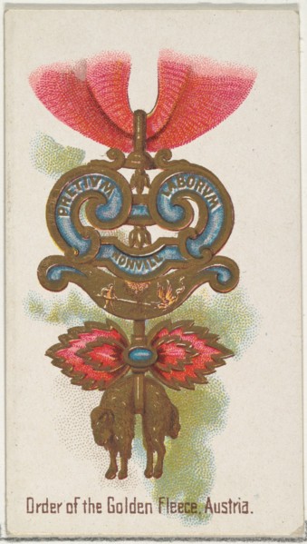 Order of the Golden Fleece, Austria, from the World's Decorations series (N30) for Allen & Ginter Cigarettes, 1890.